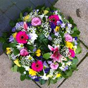 Bright Mixed Bloom Wreath 